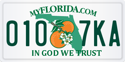 FL license plate 0107KA