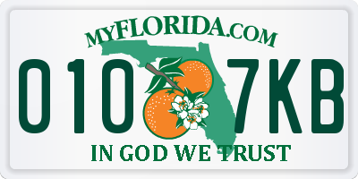 FL license plate 0107KB