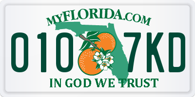 FL license plate 0107KD