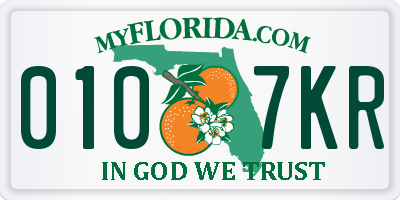 FL license plate 0107KR