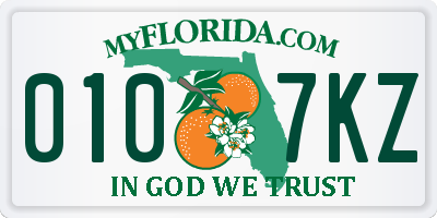 FL license plate 0107KZ