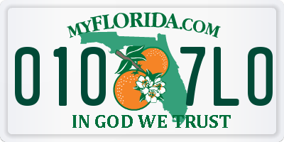 FL license plate 0107LO