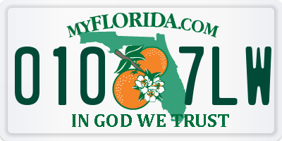 FL license plate 0107LW