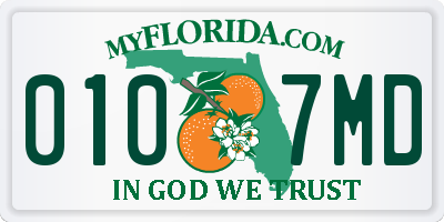 FL license plate 0107MD