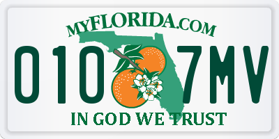 FL license plate 0107MV