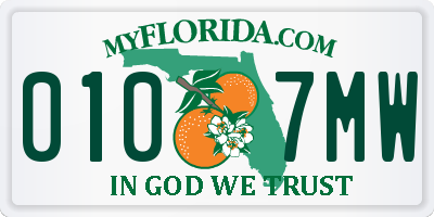 FL license plate 0107MW