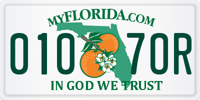 FL license plate 0107OR