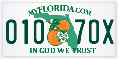 FL license plate 0107OX