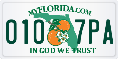 FL license plate 0107PA