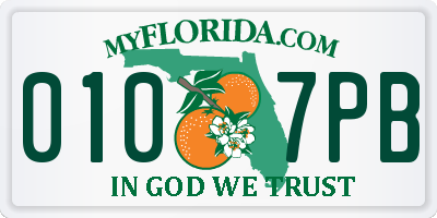 FL license plate 0107PB