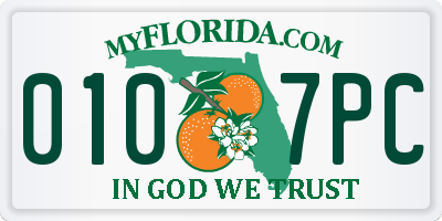 FL license plate 0107PC