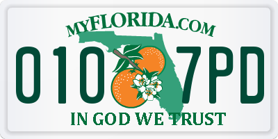 FL license plate 0107PD