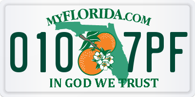 FL license plate 0107PF