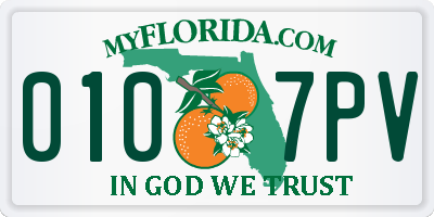 FL license plate 0107PV