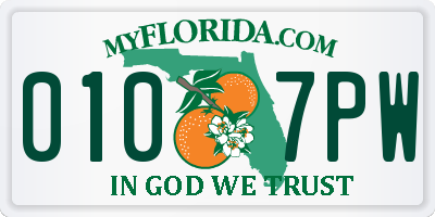 FL license plate 0107PW