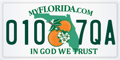 FL license plate 0107QA