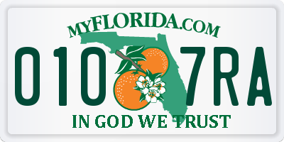 FL license plate 0107RA