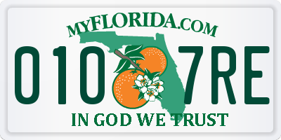 FL license plate 0107RE
