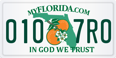 FL license plate 0107RO