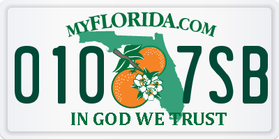FL license plate 0107SB