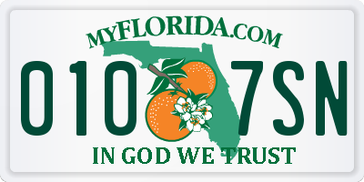 FL license plate 0107SN