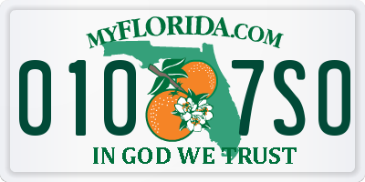 FL license plate 0107SO