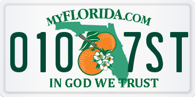 FL license plate 0107ST