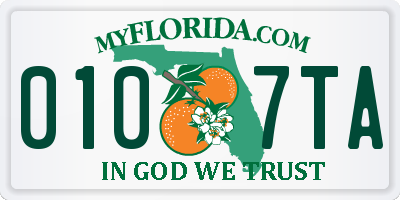 FL license plate 0107TA