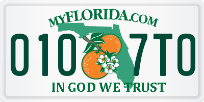 FL license plate 0107TO