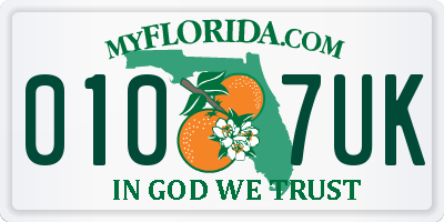 FL license plate 0107UK