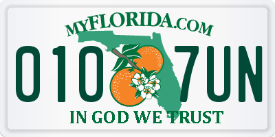 FL license plate 0107UN