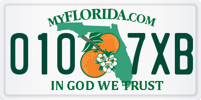 FL license plate 0107XB