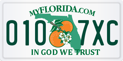 FL license plate 0107XC