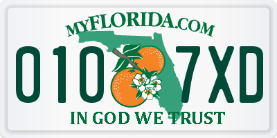 FL license plate 0107XD