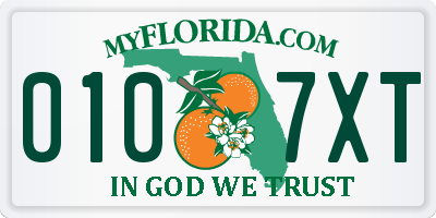 FL license plate 0107XT
