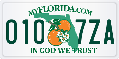FL license plate 0107ZA