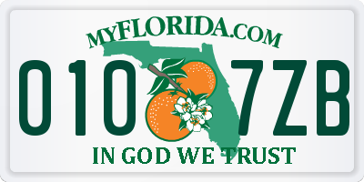 FL license plate 0107ZB