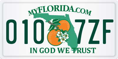 FL license plate 0107ZF