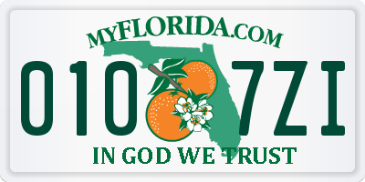 FL license plate 0107ZI