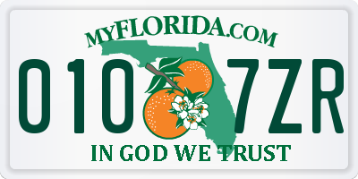 FL license plate 0107ZR