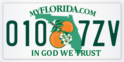 FL license plate 0107ZV