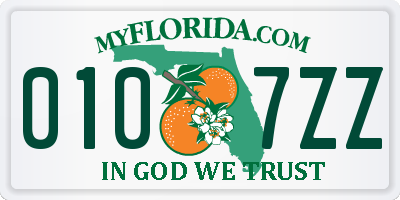FL license plate 0107ZZ