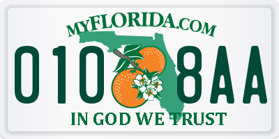 FL license plate 0108AA