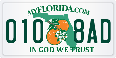 FL license plate 0108AD