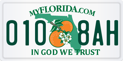 FL license plate 0108AH