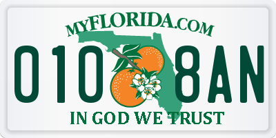 FL license plate 0108AN