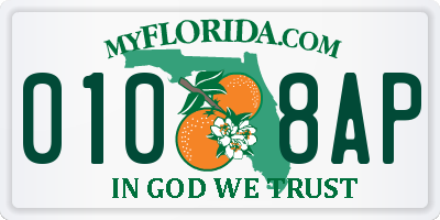 FL license plate 0108AP