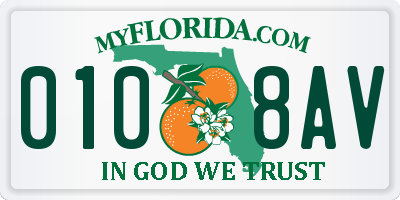 FL license plate 0108AV