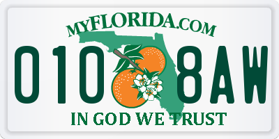 FL license plate 0108AW