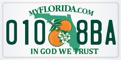 FL license plate 0108BA